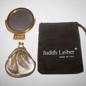 Judith Leiber Coin Purse Mirror Set IN GOLD